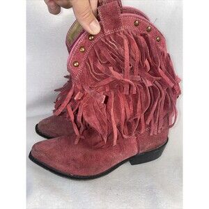 SHYANNE leather Cowgirl Western Boots Fringe stud 1D Pointed Pink 43513c